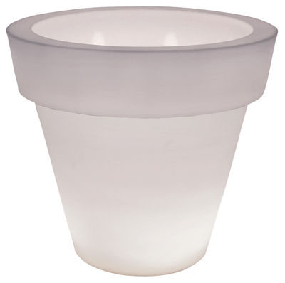 Möbel - Leuchtmöbel - Vas One Light leuchtender Blumentopf - Serralunga - Halb-transparentes Weiß - Polyäthylen