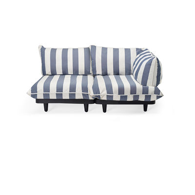 Furniture - Sofas - Paletti set Straight sofa - / 2 seats - Right-hand armrest / L 180 cm by Fatboy - Blue stripes - Olefin fabric, Polyester foam, Recycle polyethylene, Steel