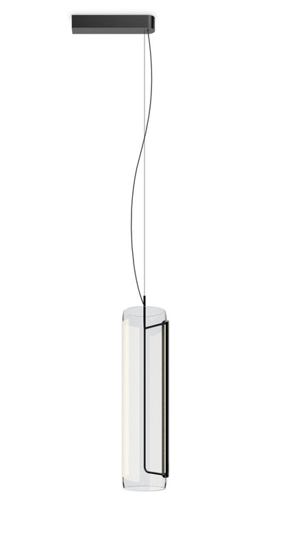 Lighting - Pendant Lighting - Guise Pendant metal glass grey / Diffuseur vertical - LED - Vibia - Laqué graphite mat - Aluminium, Borosilicated glass