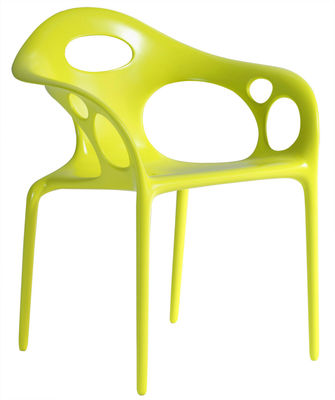 Mobilier - Chaises, fauteuils de salle à manger - Fauteuil empilable Supernatural / Plastique - Moroso - Vert - Fibre de verre, Polypropylène