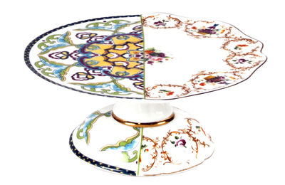 Table et cuisine - Plateaux et plats de service - Plateau à gâteau Hybrid Léandra / Ø 20 cm - Seletti - Ø 20 cm / Multicolore - Porcelaine Bone China