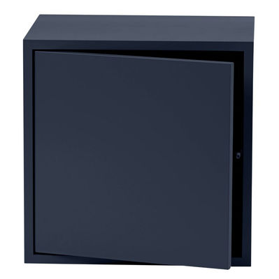 Mobilier - Etagères & bibliothèques - Etagère Stacked 2.0 / Medium carré 43x43 cm / Avec porte - Muuto - Bleu Nuit - MDF peint
