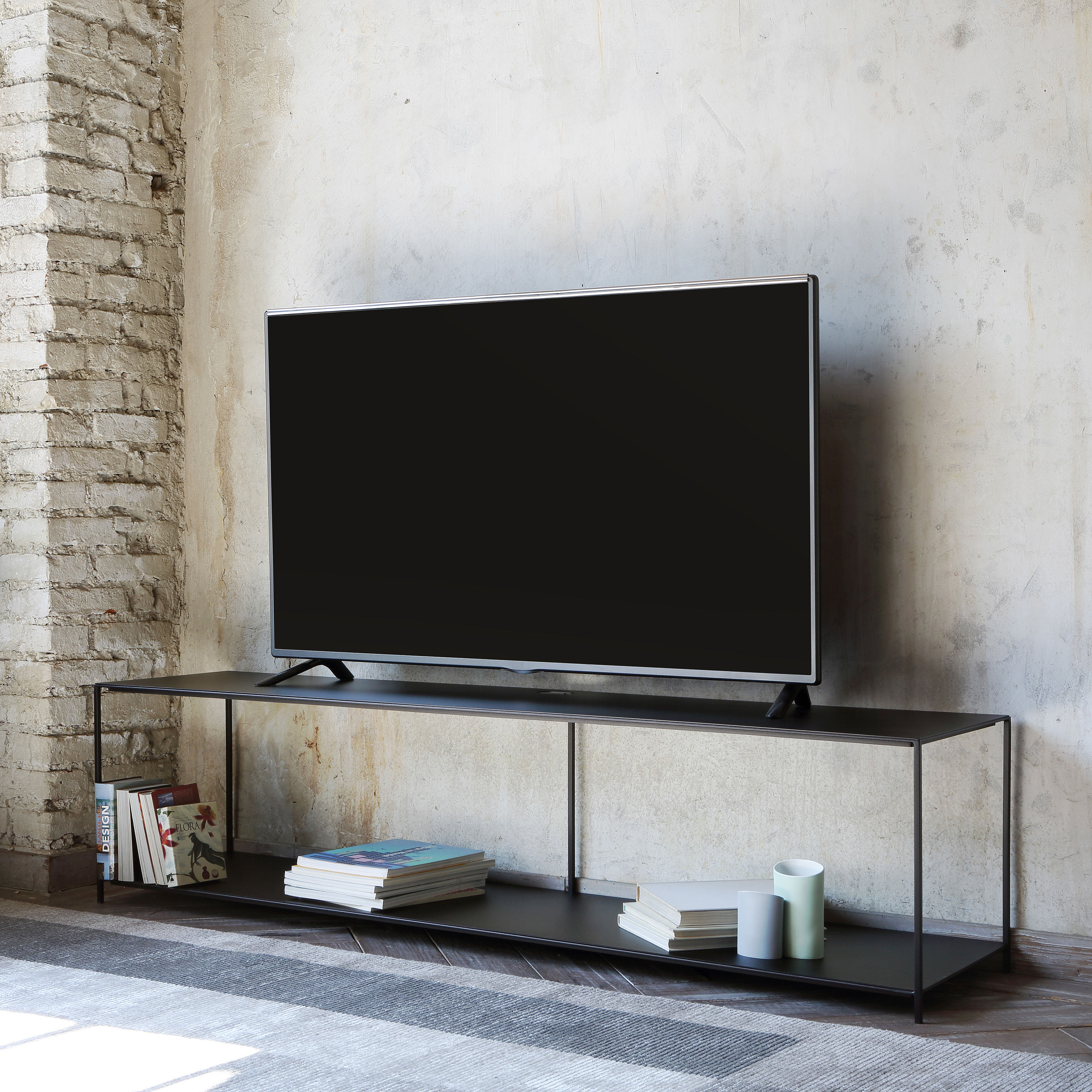 Tv stand black metal sales