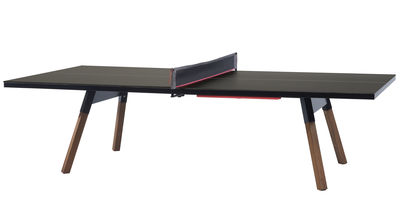 Outdoor - Garden Tables - Table - L 274 cm /  Ping pong & dining table by RS BARCELONA - Black / Wood legs - HPL, Iroko wood, Steel