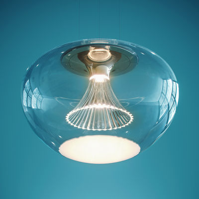 Luminaire - Suspensions - Suspension Ipno Glass / LED - Ø 45 cm - Artemide - Transparent /Disque blanc - PMMA, Verre soufflé