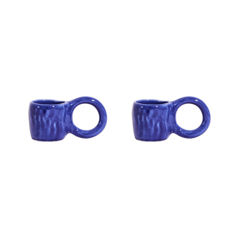 Table et cuisine - Tasses et mugs - Tasse à espresso Donut Small céramique bleu / Ø  6 x H 5,5 cm - Lot de 2 - Petite Friture - Bleu - Faïence émaillée