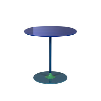 Arredamento - Tavolini  - Tavoli d'appoggio Thierry - / 45 x 45 x H 45 cm - Vetro di Kartell - Blu - Acciaio verniciato, Vetro temprato