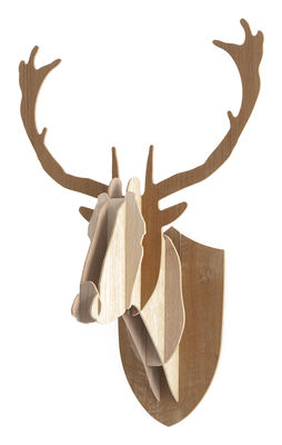 Decoration - Funny & surprising - Trophy - Deer - H 70 cm / 3 colours by Moustache - H 70 cm - Oak/teak/walnut - Oak, Teak, Walnut