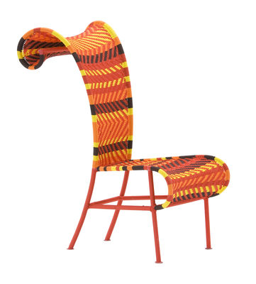 Mobilier - Chaises, fauteuils de salle à manger - Chaise Shadowy - Sunny / Plastique tressé - Moroso - Multired (orange,jaune,marron, rouge) - Acier verni, Fils plastique