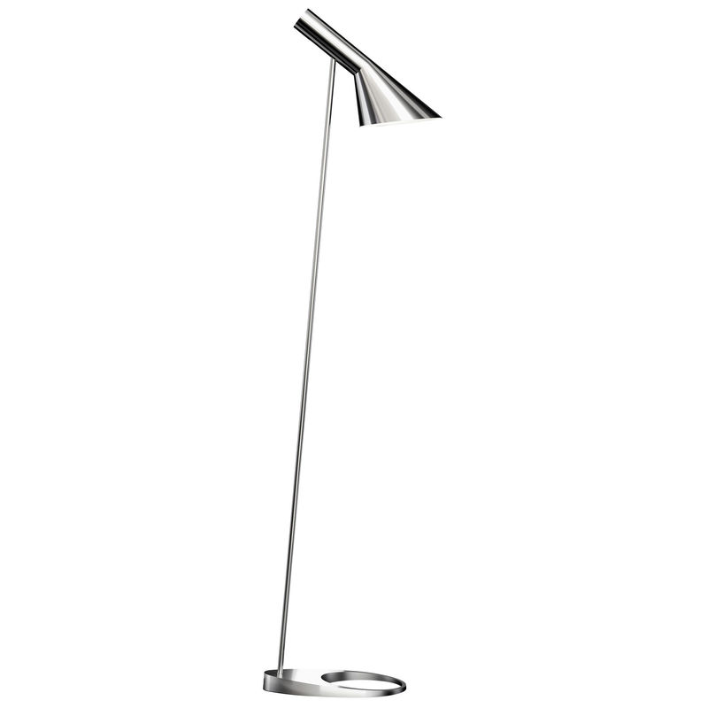Lighting - Floor lamps - AJ Floor lamp metal / H 130 cm - Orientable / Arne Jacobsen, 1957 - Louis Poulsen - Polished stainless steel - Stainless steel