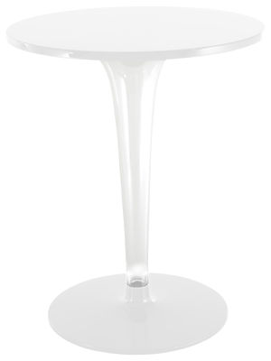 Outdoor - Garden Tables - TopTop - Dr. YES Round table - Round table top Ø 60 cm by Kartell - White / round leg & base - Melamine, PMMA, Varnished aluminium