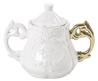 Tableware - Storage jars and boxes - I-Sugar Sugar bowl by Seletti - White / Gold handle - China