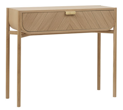 Furniture - Console Tables - Marius Console - / With drawer - L 100 cm by Hartô - Natural oak - MDF veneer oak, Metal, Solid oak