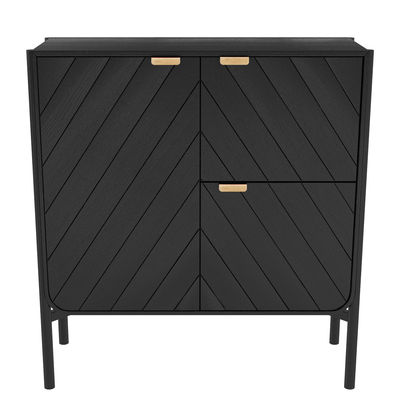 Furniture - Dressers & Storage Units - Marius Dresser - / L 120 x H 130 cm by Hartô - Black - Brass, MDF veneer tinted oak, Tinted oak wood