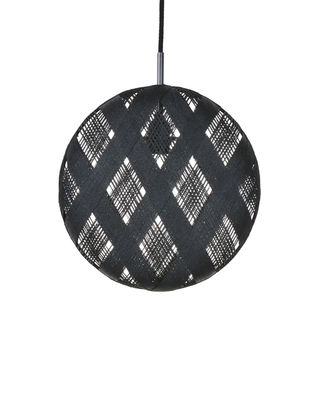 Lighting - Pendant Lighting - Chanpen Diamond Pendant - Ø 36 cm by Forestier - Black / Diamond patterns - Woven acaba