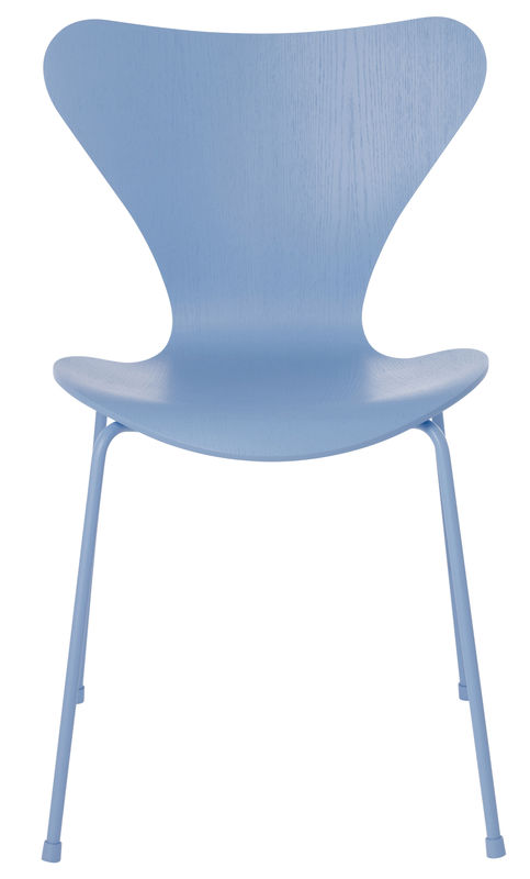 Mobilier - Chaises, fauteuils de salle à manger - Chaise empilable Série 7 bois bleu / Frêne teinté - Fritz Hansen - Bleu Trieste / Pieds bleus - Acier peint, Frêne teinté
