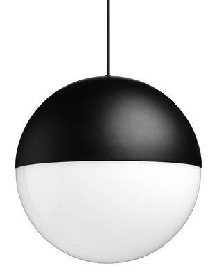 Luminaire - Suspensions - Suspension String Light Sphere LED / Câble 12 mètres - Sans module électrique - Flos - Sphère / Noir - Aluminium peint, Polycarbonate, Tissu