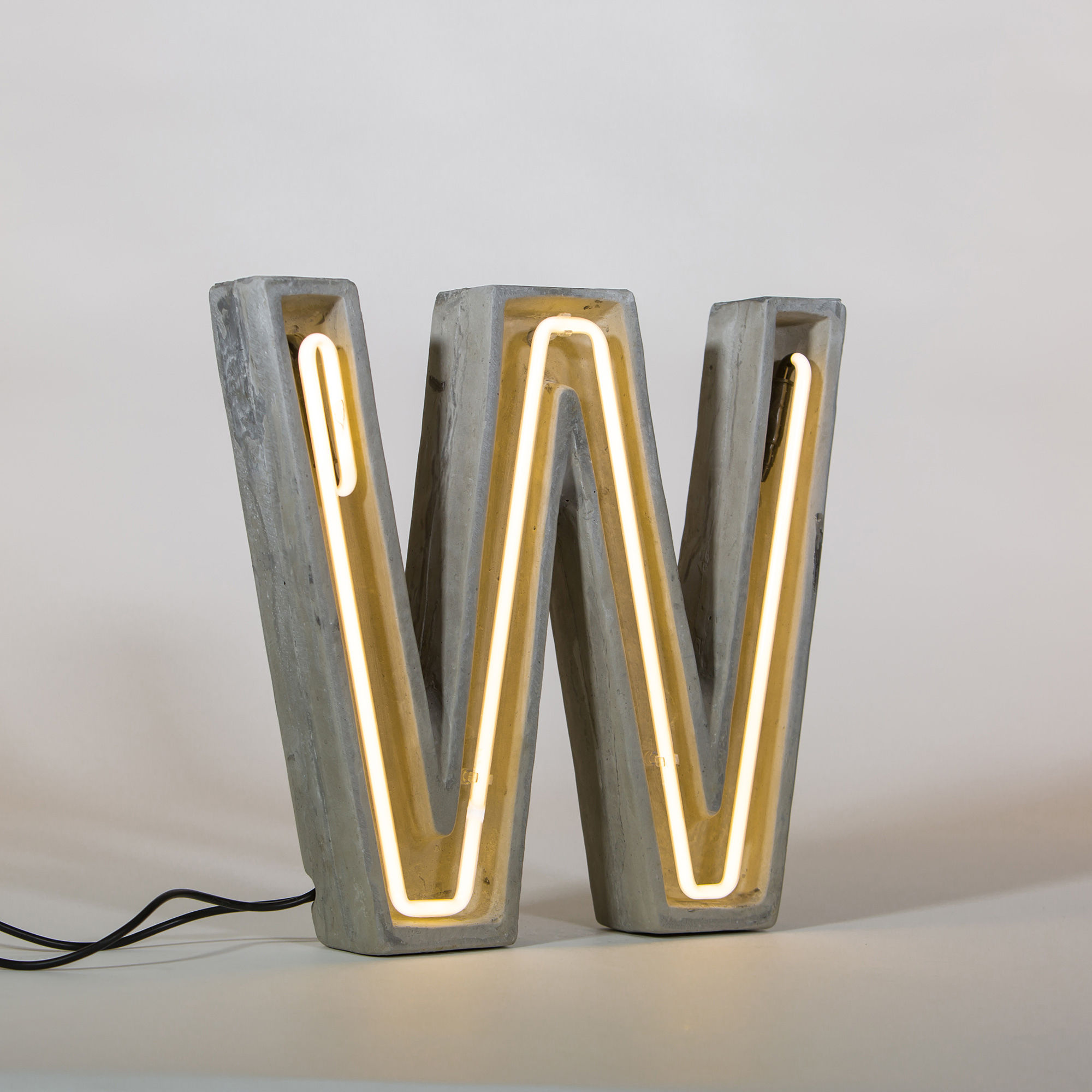 Seletti Néon Alphacrete Table lamp White/Grey Made In Design UK