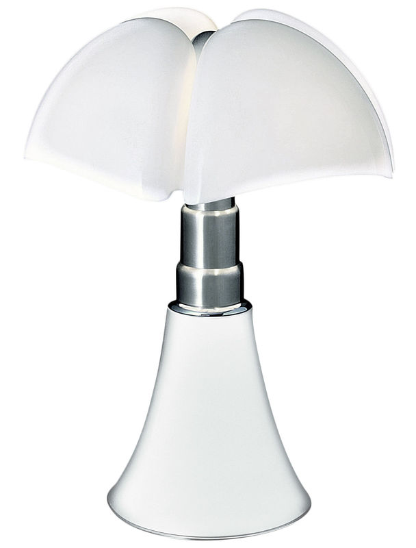 Lighting - Table Lamps - Pipistrello Table lamp metal plastic material white / H 66 to 86 cm - Martinelli Luce - White / White lampshade - Galvanized steel, Lacquered aluminium, Opal methacrylate