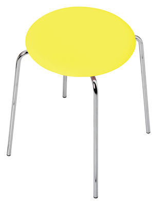 Furniture - Stools - Dot Stackable stool - H 44 cm - Stained ash by Fritz Hansen - Yellow tainted ash - Plywood: tinted ash, Steel