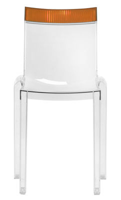 Furniture - Chairs - Hi Cut Stacking chair - Transparent polycarbonate by Kartell - Cristal / orange - Polycarbonate