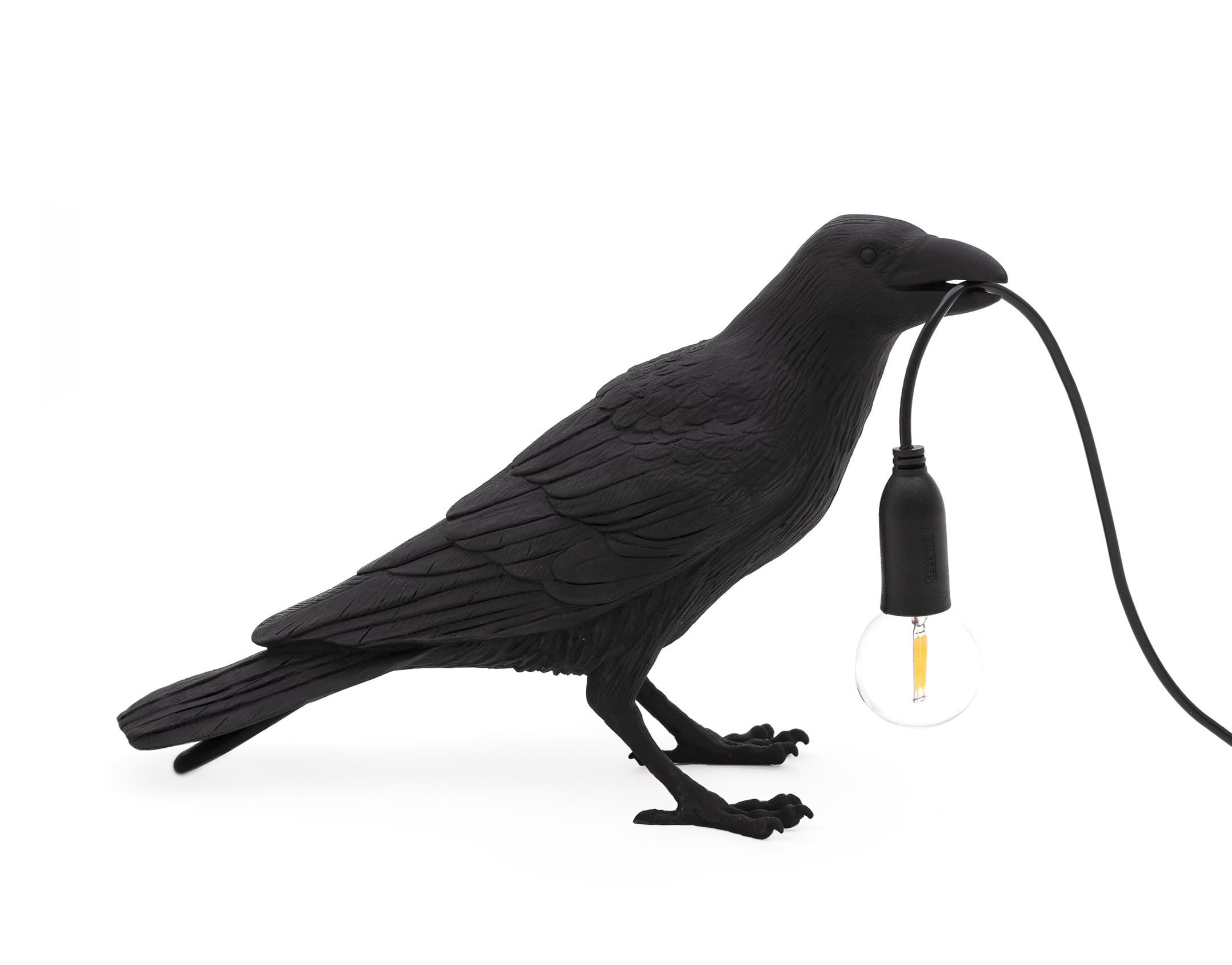 Seletti Bird Waiting Corbeau immobile Table lamp black Made In Design UK