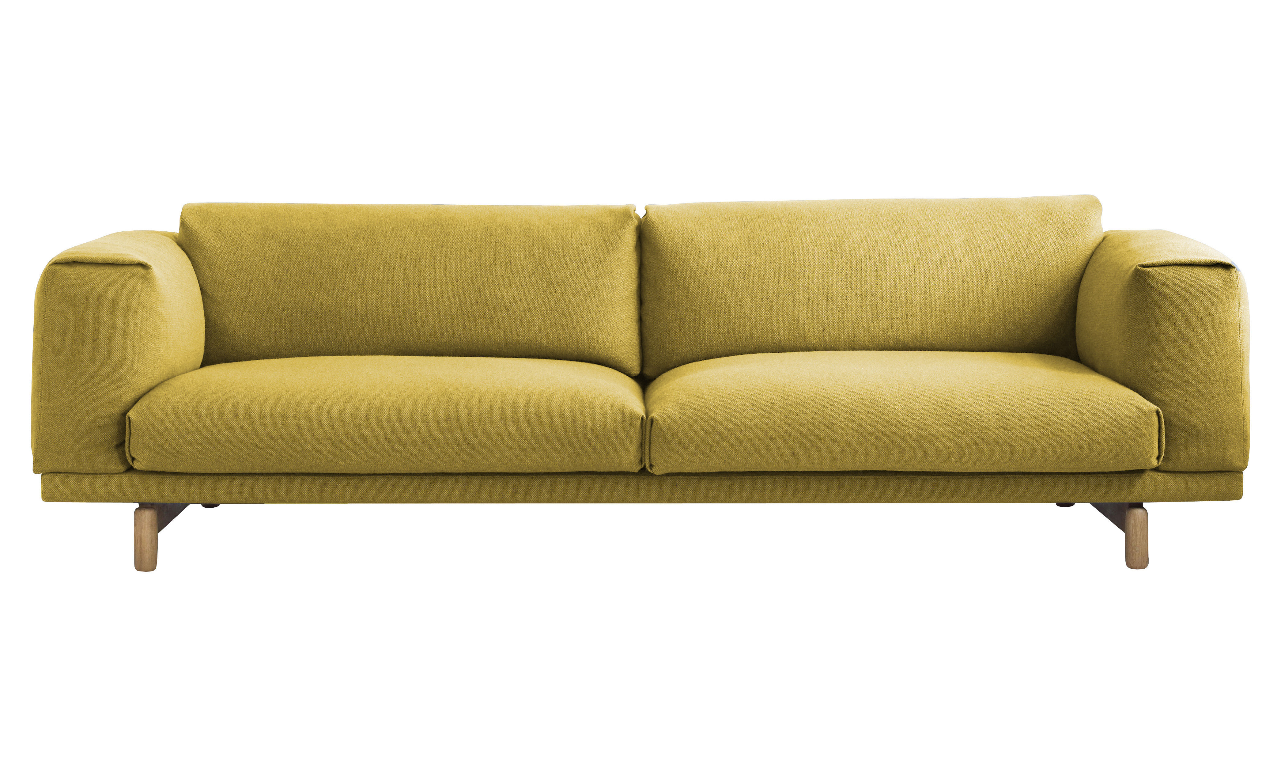 Canapé droit Rest / 3 places - L 260 cm - Muuto jaune en tissu/bois