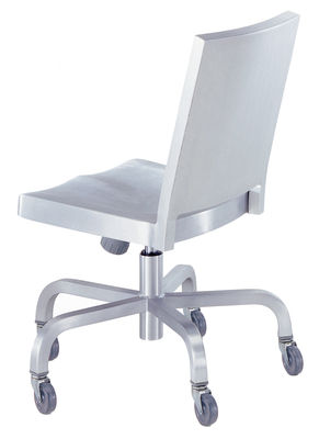 Mobilier - Fauteuils de bureau - Chaise à roulettes Hudson Outdoor / Alu brossé - Emeco - Alu brossé (outdoor) - Aluminium brossé recyclé