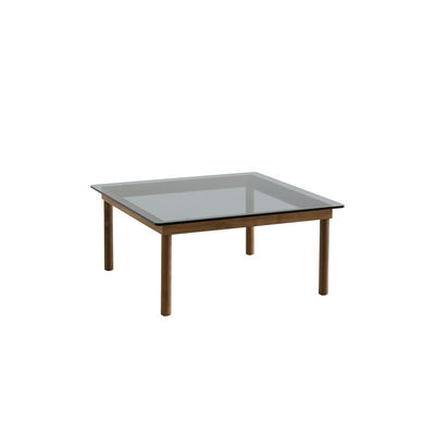 Furniture - Coffee Tables - Kofi Coffee table - / 80 x 80 cm - Glass & wood by Hay - Walnut / Grey glass - Solid walnut, Tinted tempered glass