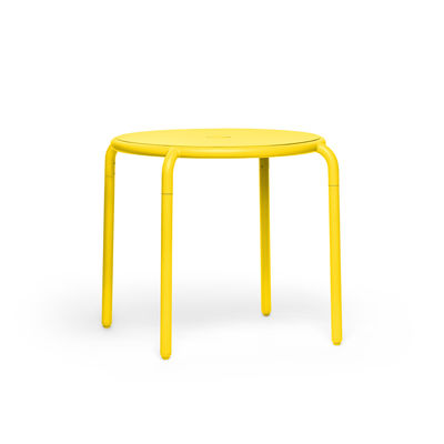 Jardin - Tables de jardin - Table ronde Toní Bistreau / Ø 80 cm - Trou pour parasol + bougeoir amovible - Fatboy - Jaune Citron - Aluminium