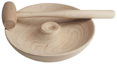 Tableware - Kitchen Equipment - Nut cracker - / Set plate and mallet by Malle W. Trousseau - Beech - Natural beechwood