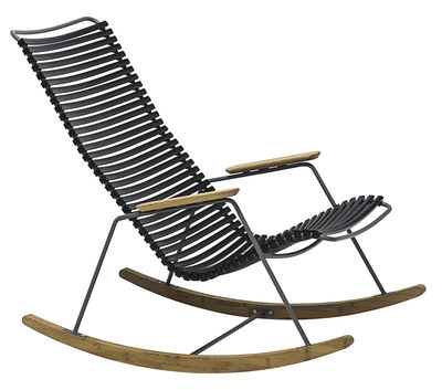 Arredamento - Poltrone design  - Rocking chair Click / Plastica & bambù - Houe - Nero - Bambù, Materiale plastico, Metallo