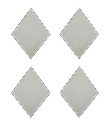 Miroir mural Diamond / Set de 4 - 16 x 22 cm - House Doctor gris fumé en verre