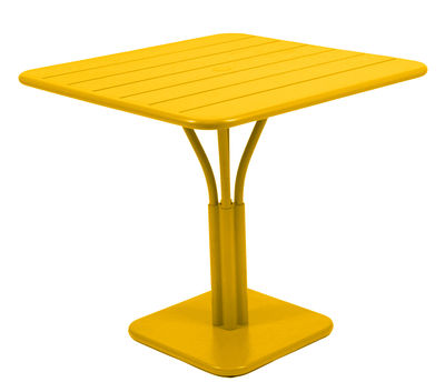 Jardin - Tables de jardin - Table carrée Luxembourg / 80 x 80 cm - Pied central - Aluminium - Fermob - Miel - Aluminium laqué