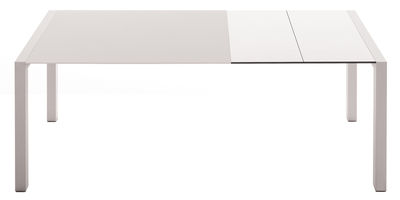 Möbel - Tische - Sushi Ausziehtisch L 150 cm / 225 cm - Kristalia - Tischplatte Glas weiß / Einlegeplatten Laminat weiß - eloxiertes Aluminium, klarlackbeschichtetes Glas, stratifiziertes Laminat
