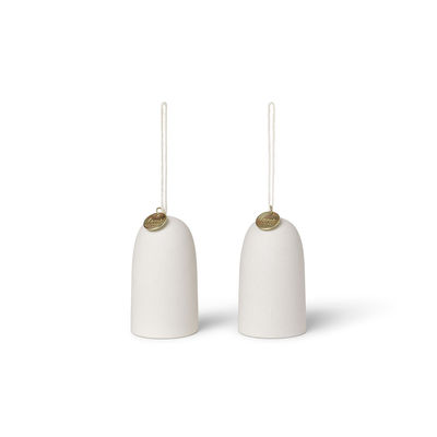 campana - in gres da appendere / set di 2 -  4 x h 7 cm di ferm living - bianco - ceramica