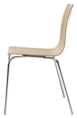 Mobilier - Chaises, fauteuils de salle à manger - Chaise empilable Thin / Bois - Lapalma - Chêne blanchi - Acier sablé, Multiplis de chêne blanchi
