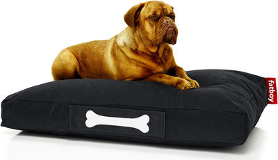 Mobilier - Poufs - Pouf pour chien Doggielounge Large / Coton Stonewashed - 80 x 120 cm - Fatboy - Noir - billes EPS, Coton