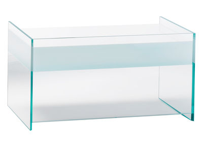 Mobilier - Tables de chevet - Table d'appoint Float / 1 tiroir - L 63 x H 45 cm - Glas Italia - Blanc - Cristal, Wengé