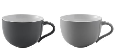 Tableware - Coffee Mugs & Tea Cups - Emma Cup - Set of 2 - 350 ml by Stelton - Light grey & Dark grey - Glazed ceramic
