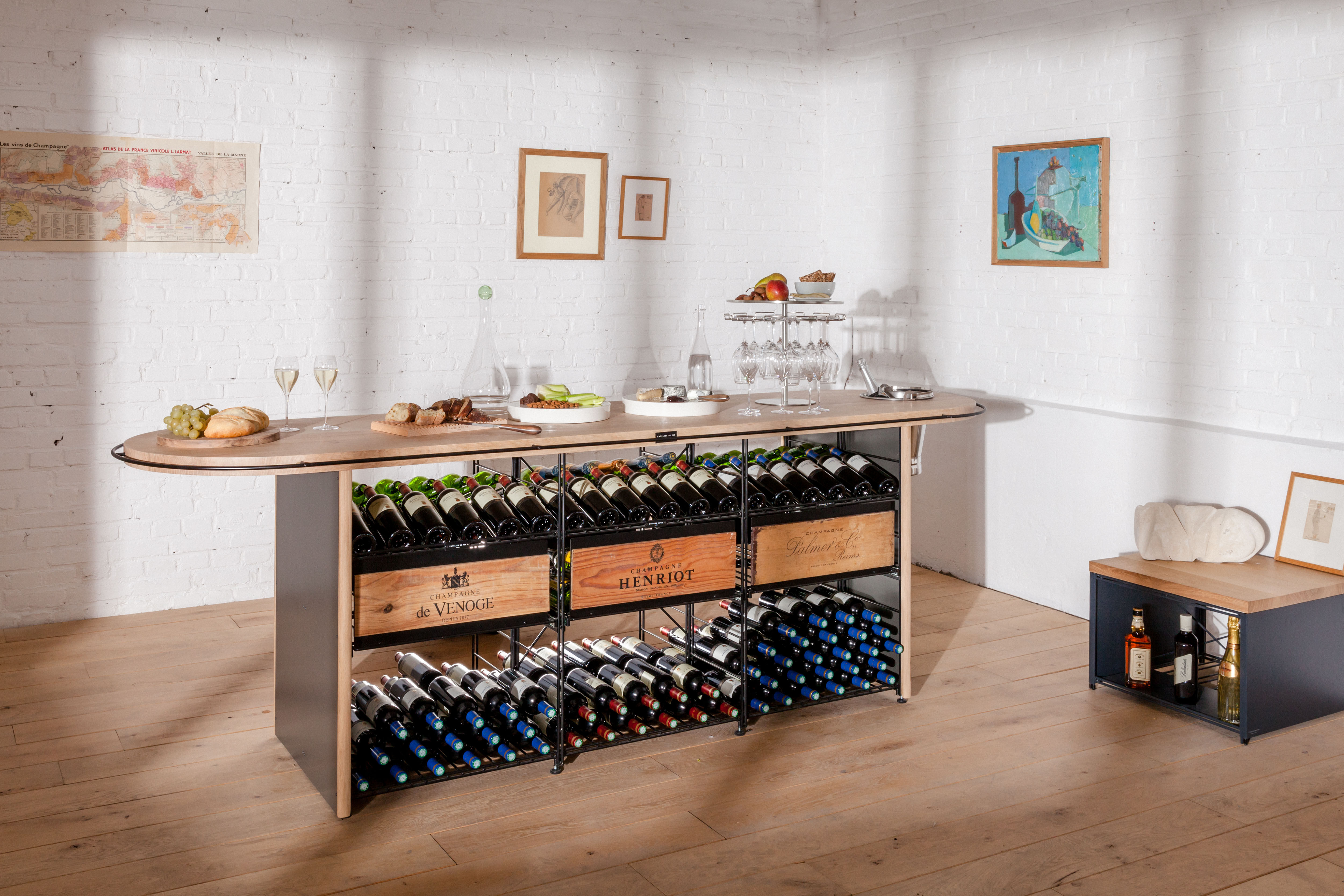 Casier à vin vintage, casier à bouteilles de vin de comptoir en métal -   France