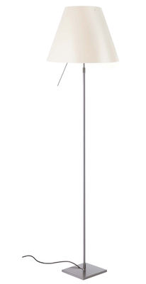 Luminaire - Lampadaires - Lampadaire Costanza / H 120 à 160 cm - Luceplan - Blanc / Pied aluminium - Aluminium peint, Polycarbonate