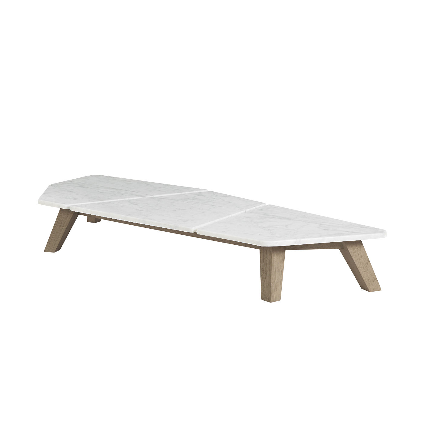 Table basse Rafael Large / 170 x 70 cm - Marbre & teck décapé - Ethimo blanc en pierre