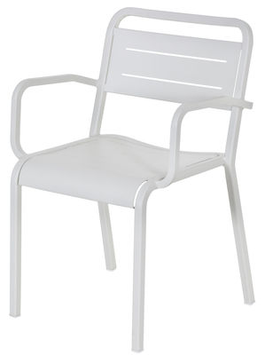 Mobilier - Chaises, fauteuils de salle à manger - Fauteuil empilable Urban / Métal - Emu - Blanc - Aluminium verni