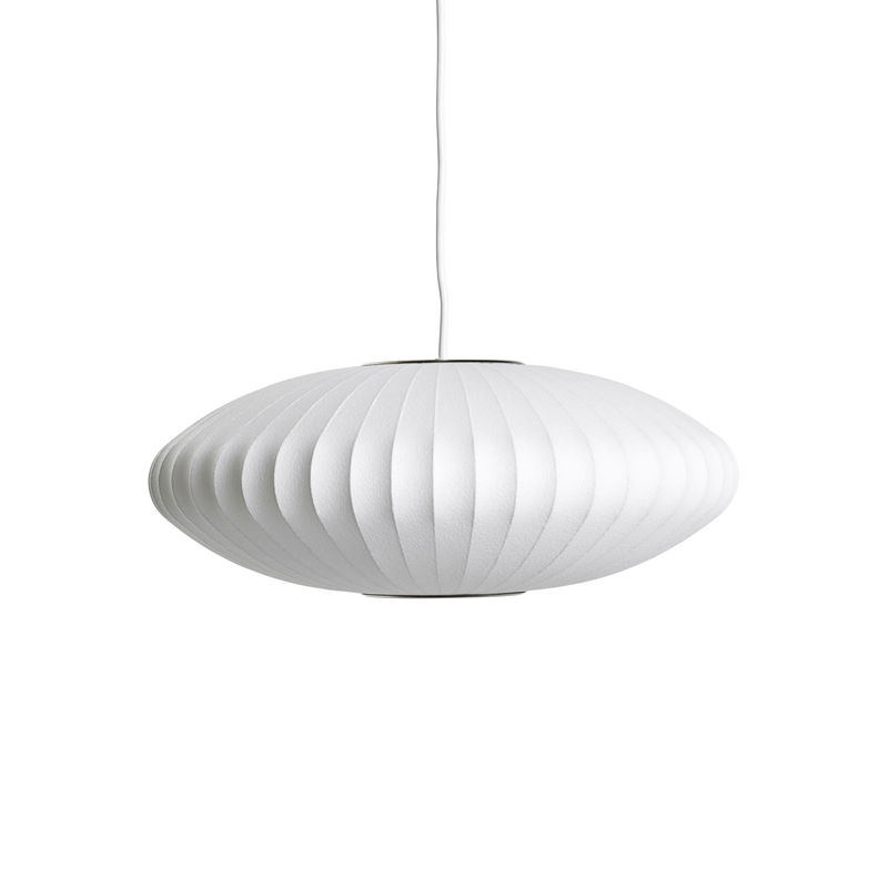 Lighting - Pendant Lighting - Bubble Saucer Pendant plastic material textile white / Small - Vertical patterns - Hay - Ø 44 cm / Off white - Steel