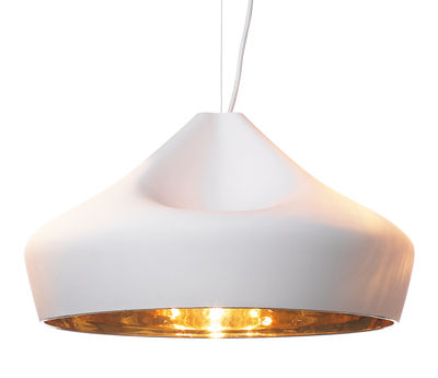 Lighting - Pendant Lighting - Pleat Box 47 Pendant - Ø 44 x H 26 cm - Ceramic by Marset - White / Gold inside - Ceramic