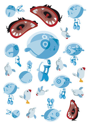 Decoration - Children's Home Accessories - Adopt me Sticker - Set of 21 Mini stickers by Domestic - Blue / bordeaux / black - Vinal