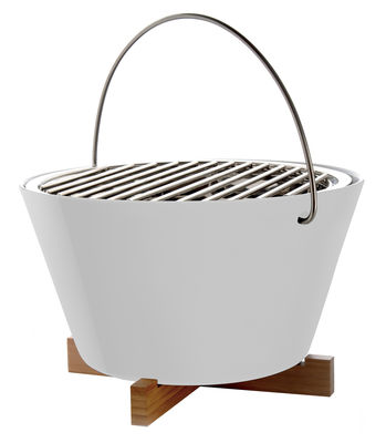 Jardin - Barbecues et braséros - Barbecue portable à charbon / Ø 30 x H 20 cm - Eva Solo - Blanc - Acier inoxydable, Bois, Porcelaine