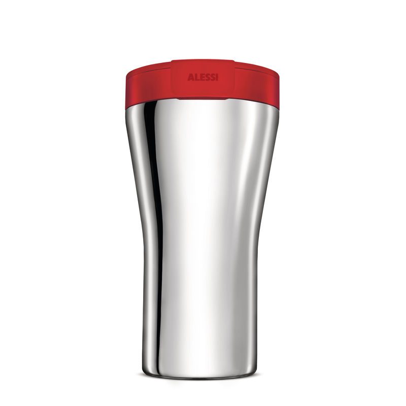 Table et cuisine - Tasses et mugs - Mug isotherme Caffa métal / 40 cl - Alessi - Rouge / Acier - Acier inoxydable, Résine thermoplastique