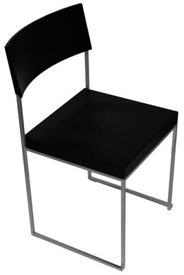 Furniture - Chairs - Cuba Stacking chair - Leather by Lapalma - Black leather - Leather, Steel